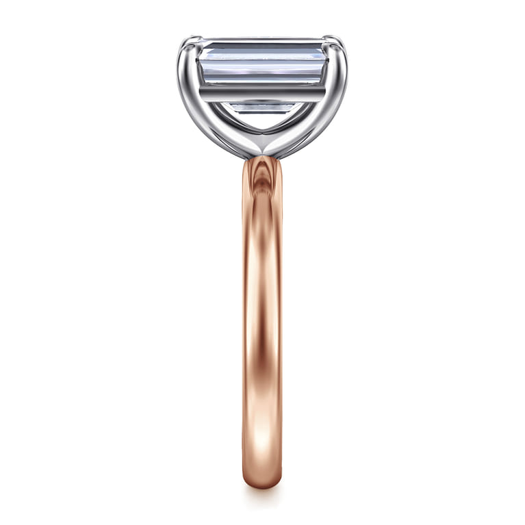 Unite - 14K White-Rose Gold Emerald Cut Solitaire Diamond Engagement Ring - Shot 4