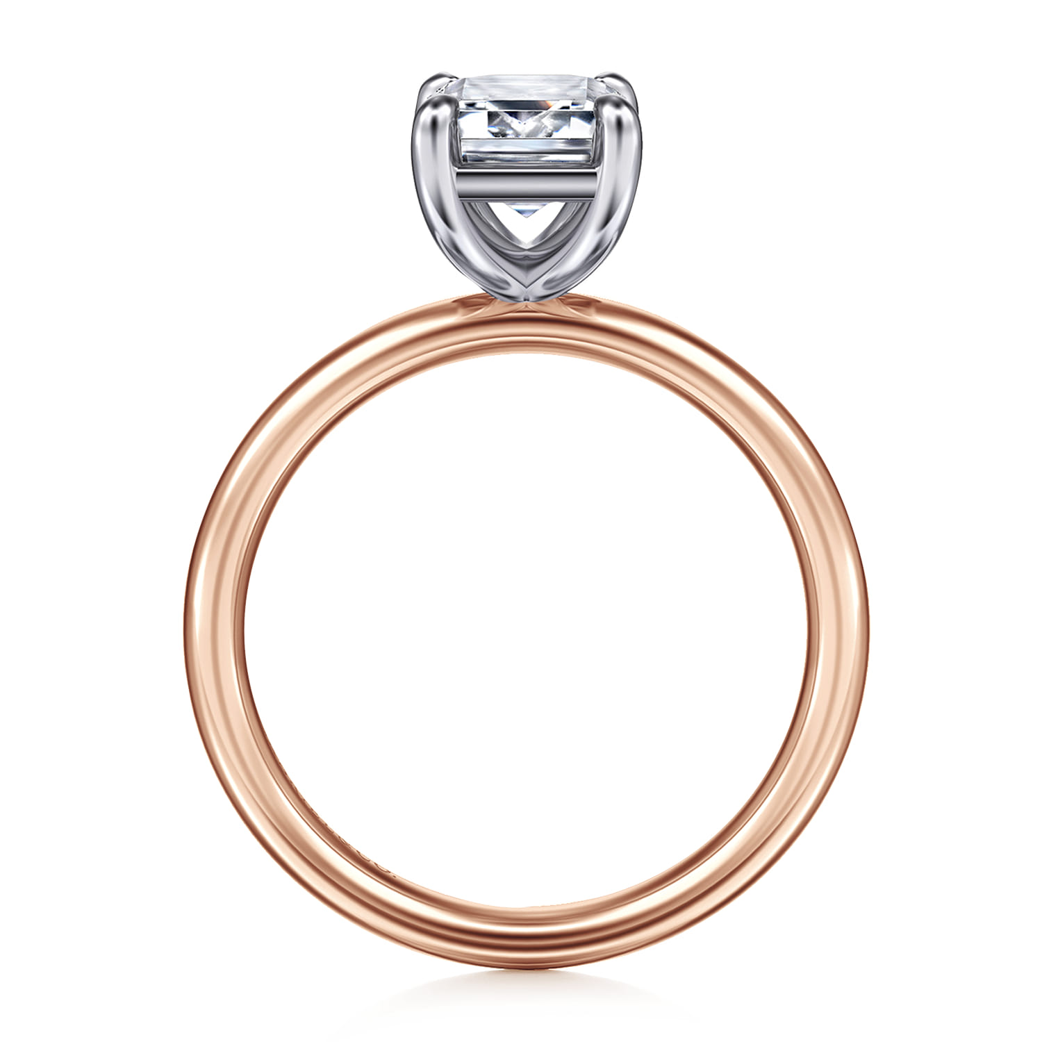 Unite - 14K White-Rose Gold Emerald Cut Solitaire Diamond Engagement Ring - Shot 2