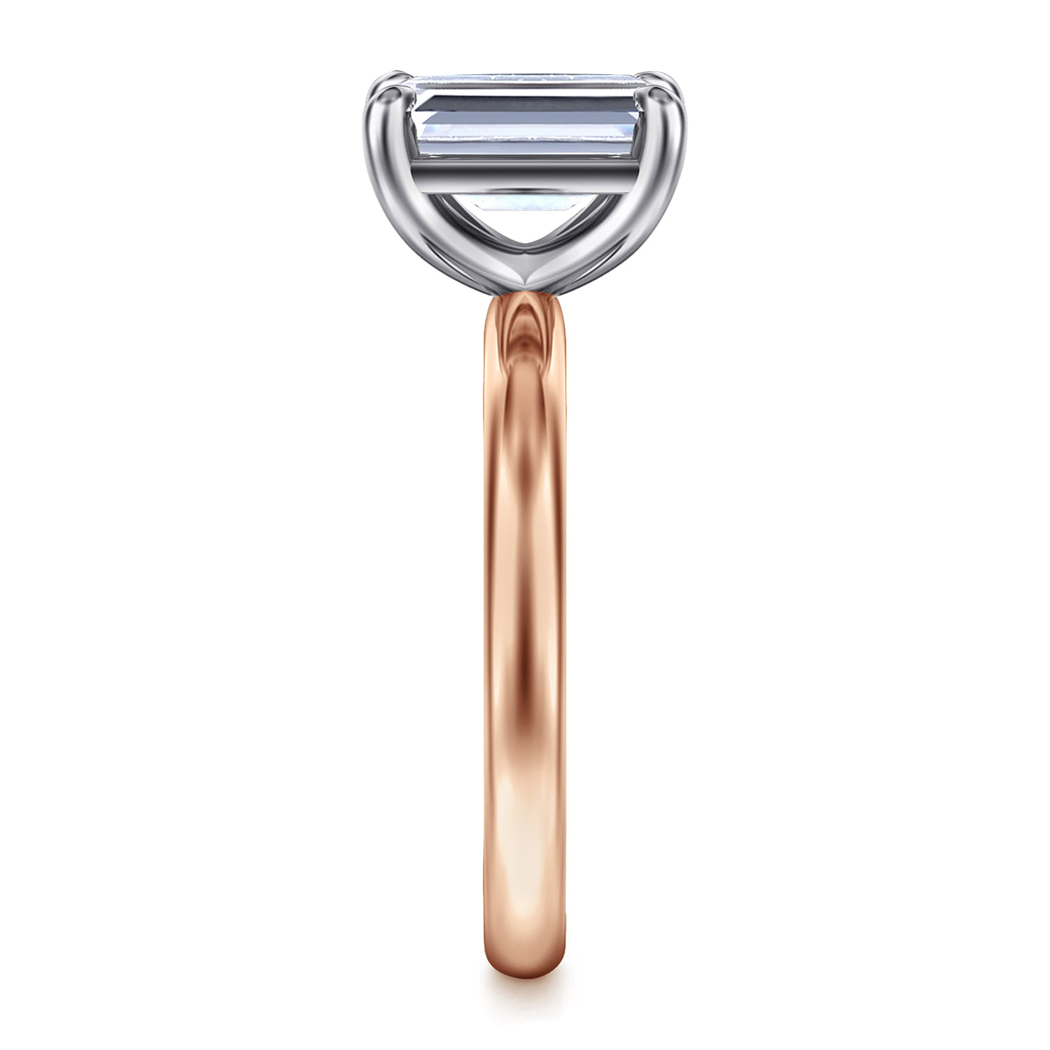 Unite - 14K White-Rose Gold Emerald Cut Solitaire Diamond Engagement Ring - Shot 4