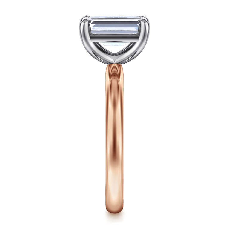 Unite - 14K White-Rose Gold Emerald Cut Solitaire Diamond Engagement Ring - Shot 4