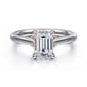 Nelia - 14K White-Rose Gold Emerald Cut Lotus Diamond Engagement Ring