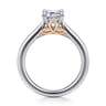 Nelia - 14K White-Rose Gold Emerald Cut Lotus Diamond Engagement Ring
