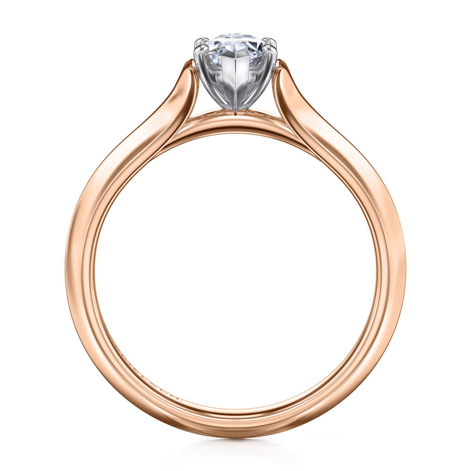 Ellis - 14K White-Rose Gold Marquise Shape Diamond Engagement Ring - Shot 2
