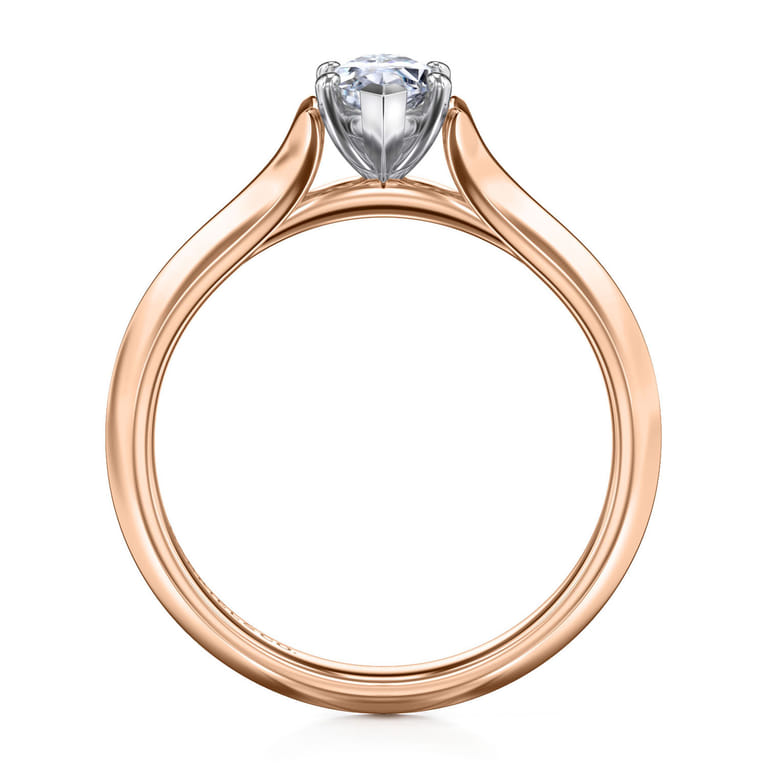 Ellis - 14K White-Rose Gold Marquise Shape Diamond Engagement Ring - Shot 2