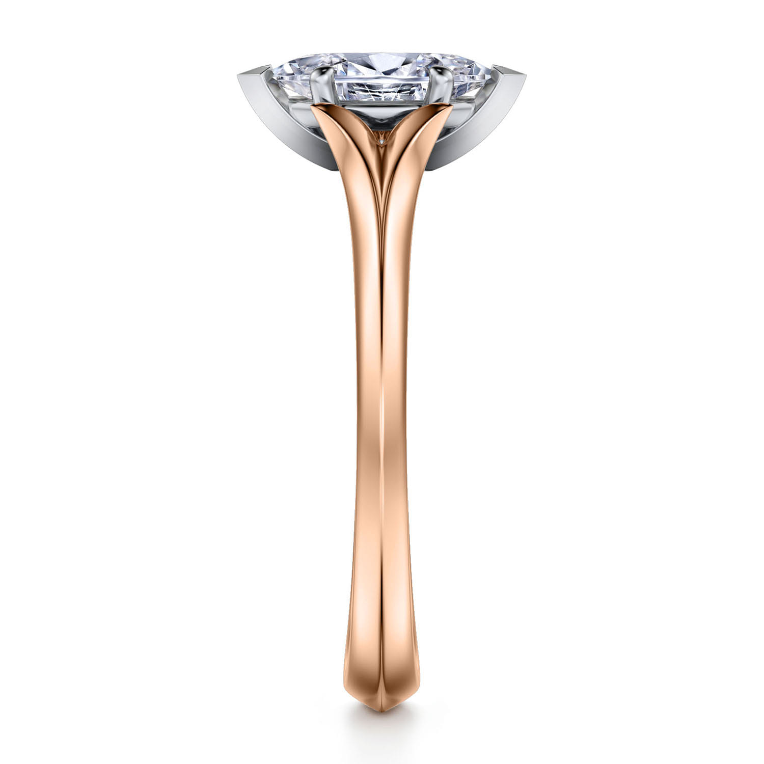 Ellis - 14K White-Rose Gold Marquise Shape Diamond Engagement Ring - Shot 5
