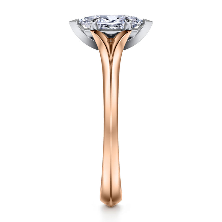 Ellis - 14K White-Rose Gold Marquise Shape Diamond Engagement Ring - Shot 5