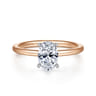 Cari - 14K White-Rose Gold Oval Diamond Engagement Ring - 0.05 ct