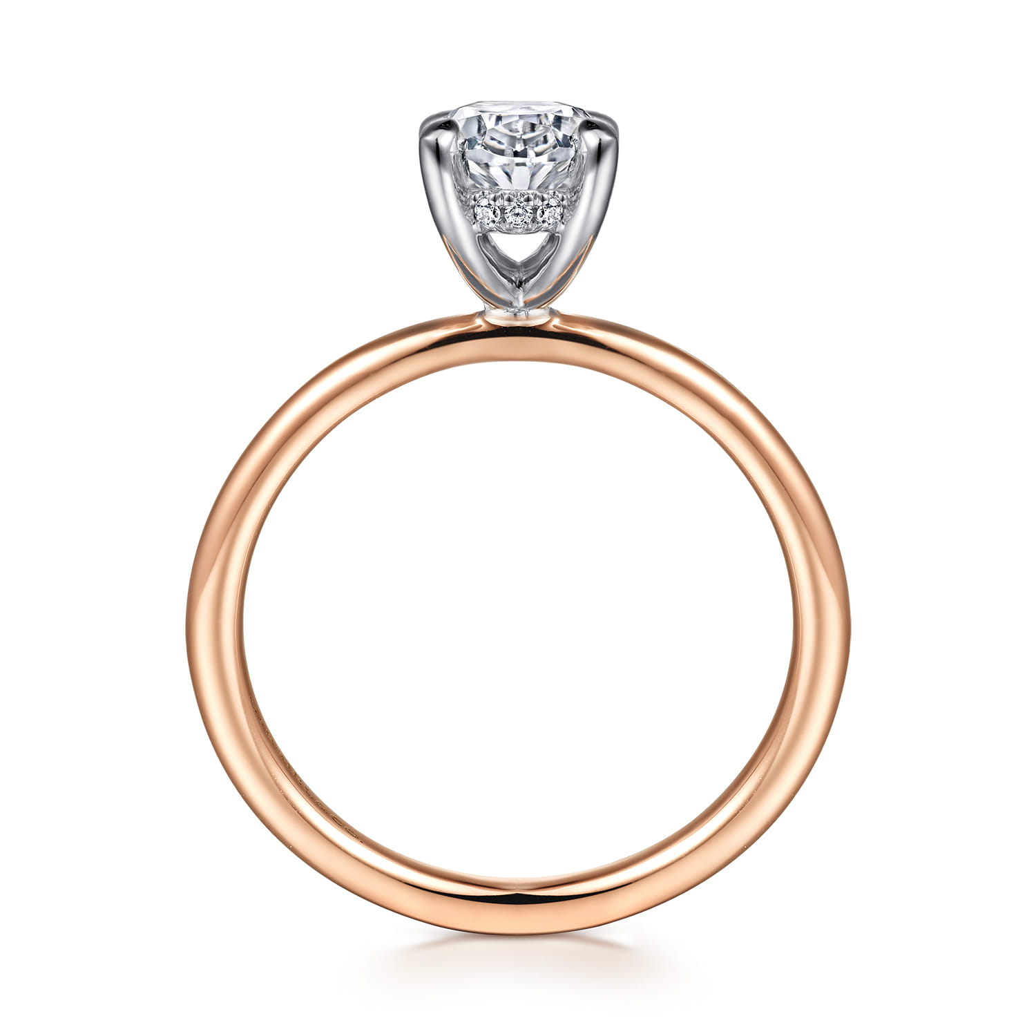 Cari - 14K White-Rose Gold Oval Diamond Engagement Ring - 0.05 ct - Shot 2