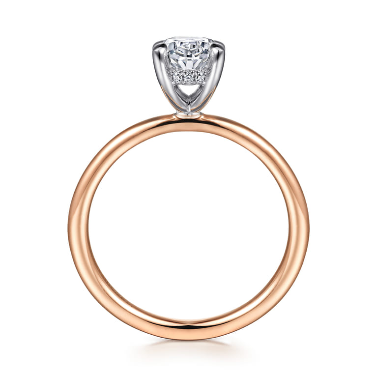 Cari - 14K White-Rose Gold Oval Diamond Engagement Ring - 0.05 ct - Shot 2