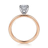 Cari - 14K White-Rose Gold Oval Diamond Engagement Ring - 0.05 ct