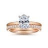 Cari - 14K White-Rose Gold Oval Diamond Engagement Ring - 0.05 ct
