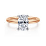 Cari - 14K White-Rose Gold Oval Diamond Engagement Ring - 0.06 ct