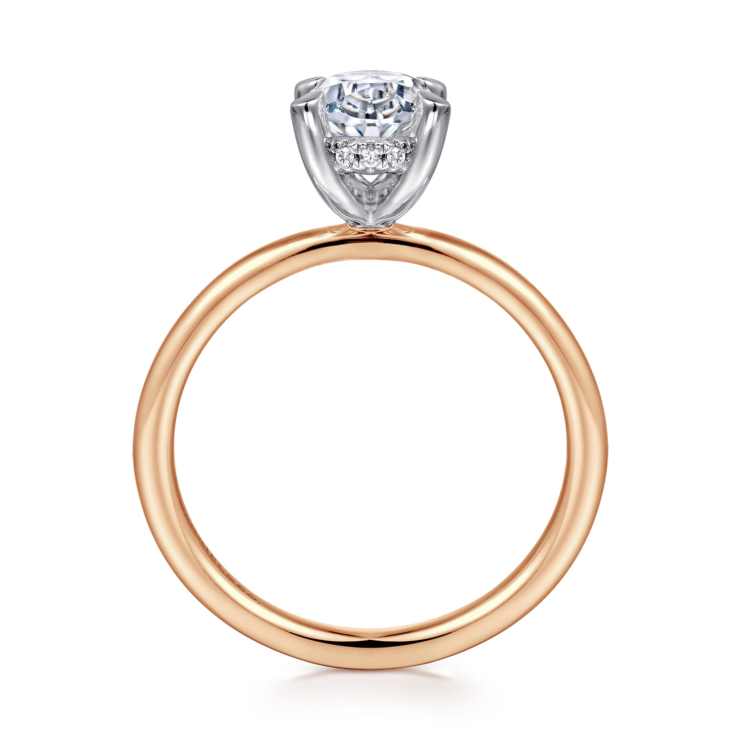 Cari - 14K White-Rose Gold Oval Diamond Engagement Ring - 0.06 ct - Shot 2