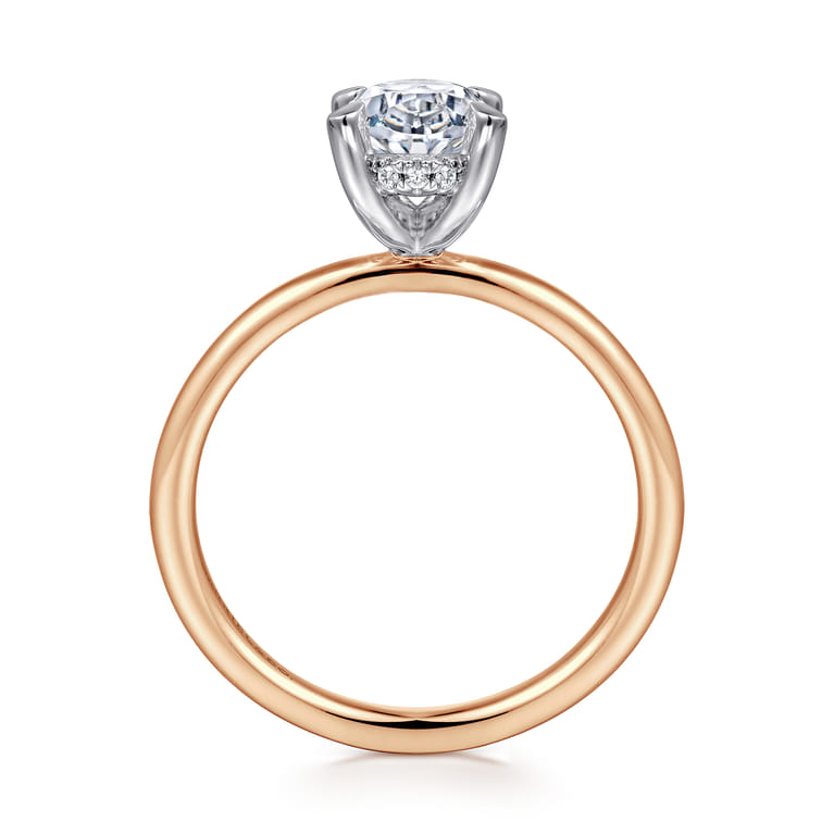 Cari - 14K White-Rose Gold Oval Diamond Engagement Ring - 0.06 ct - Shot 2