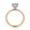 Cari - 14K White-Rose Gold Oval Diamond Engagement Ring - 0.06 ct