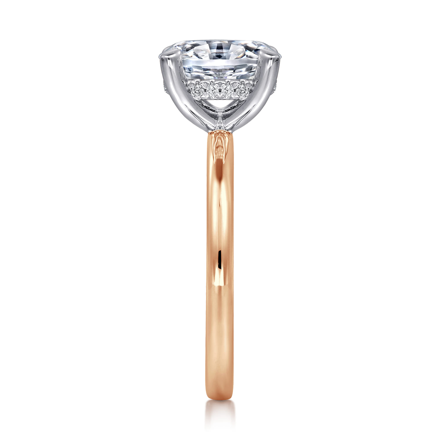 Cari - 14K White-Rose Gold Oval Diamond Engagement Ring - 0.06 ct - Shot 4