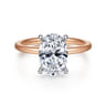 Cari - 14K White-Rose Gold Oval Diamond Engagement Ring - 0.07 ct