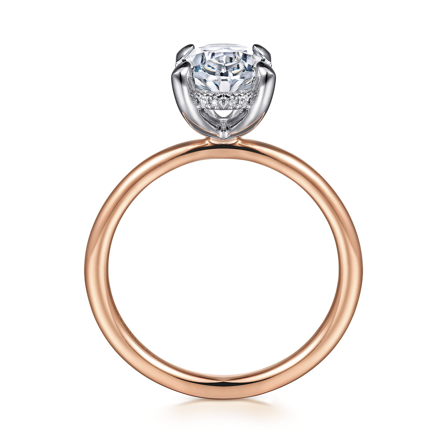 Cari - 14K White-Rose Gold Oval Diamond Engagement Ring - 0.07 ct - Shot 2