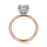 Cari - 14K White-Rose Gold Oval Diamond Engagement Ring - 0.07 ct