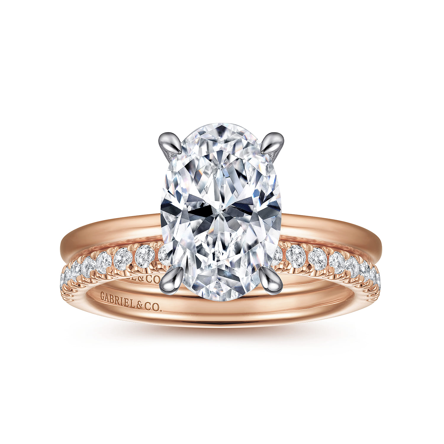 Cari - 14K White-Rose Gold Oval Diamond Engagement Ring - 0.07 ct - Shot 4