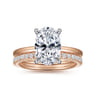 Cari - 14K White-Rose Gold Oval Diamond Engagement Ring - 0.07 ct