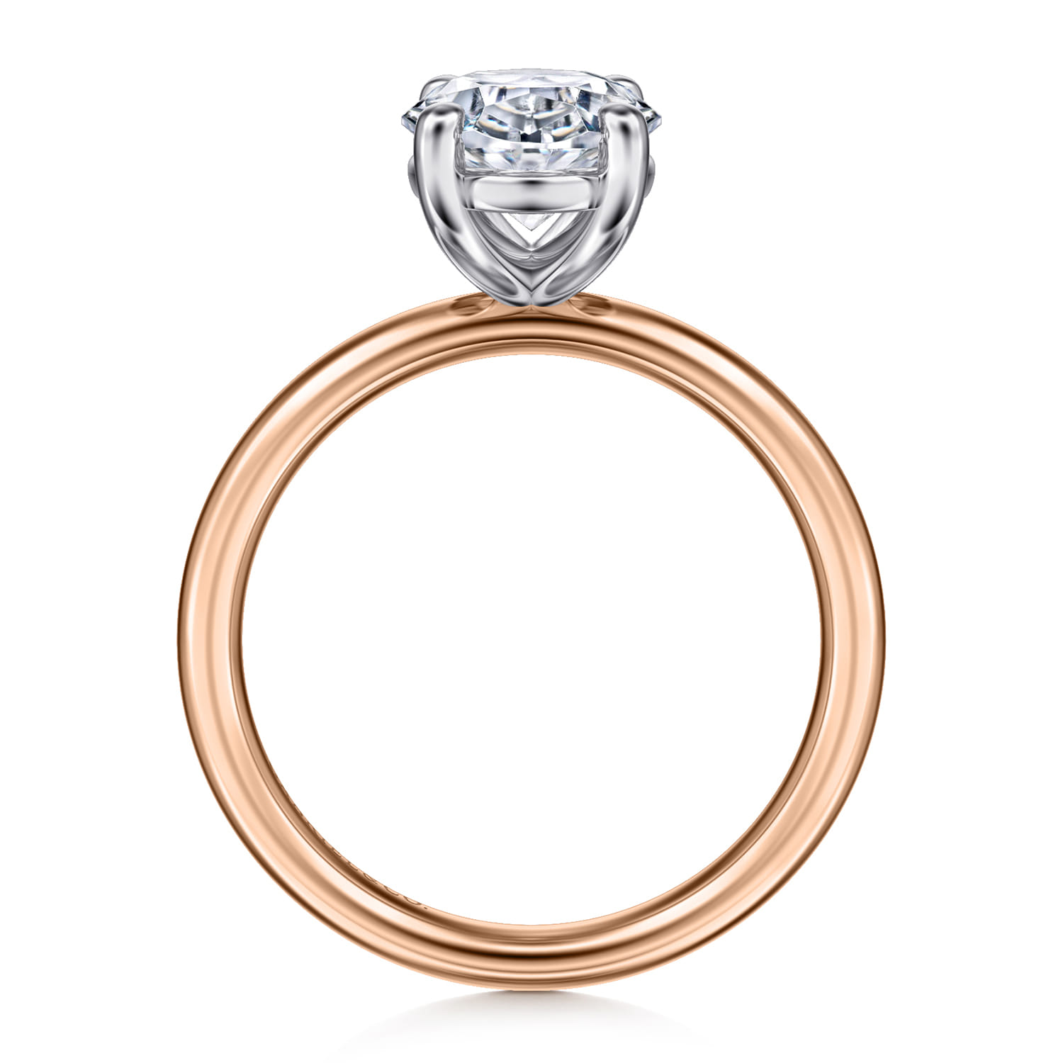 Unite - 14K White-Rose Gold Oval Solitaire Diamond Engagement Ring - Shot 2