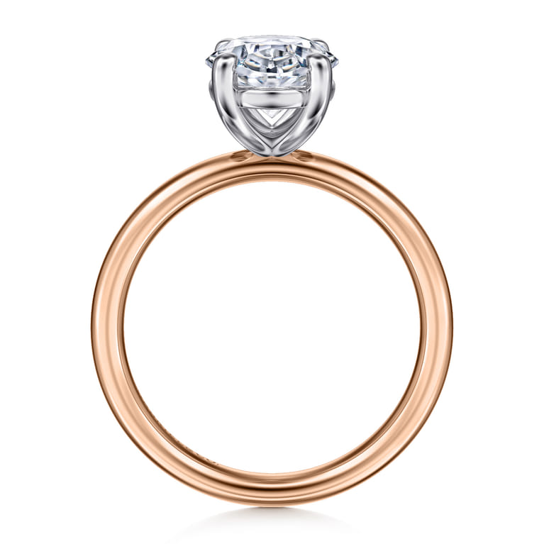 Unite - 14K White-Rose Gold Oval Solitaire Diamond Engagement Ring - Shot 2
