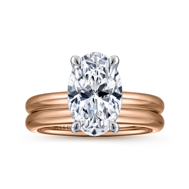 Unite - 14K White-Rose Gold Oval Solitaire Diamond Engagement Ring - Shot 4