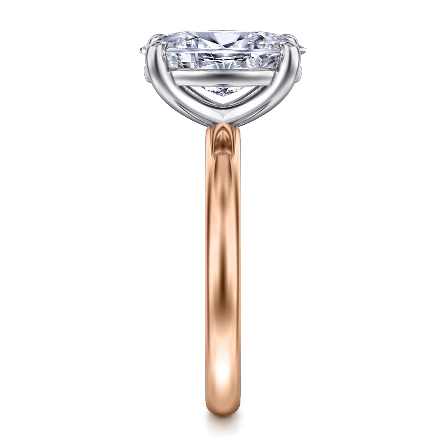 Unite - 14K White-Rose Gold Oval Solitaire Diamond Engagement Ring - Shot 5
