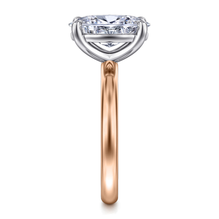 Unite - 14K White-Rose Gold Oval Solitaire Diamond Engagement Ring - Shot 5