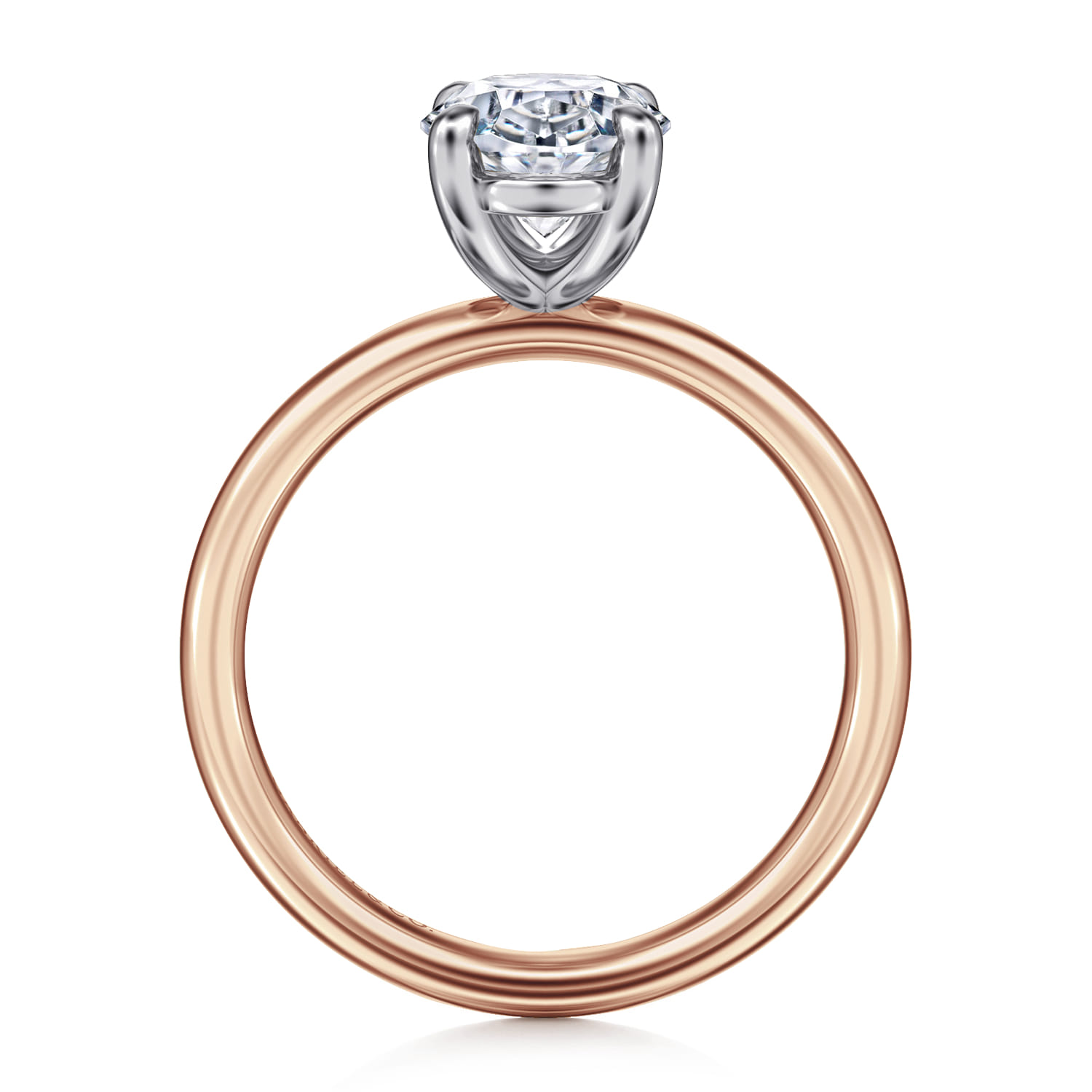 Unite - 14K White-Rose Gold Oval Solitaire Diamond Engagement Ring - Shot 2