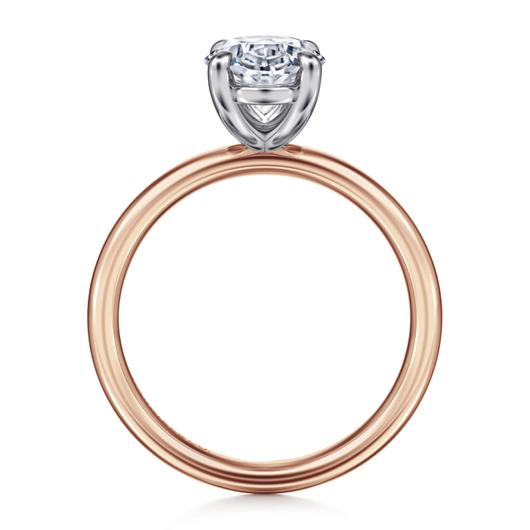 Unite - 14K White-Rose Gold Oval Solitaire Diamond Engagement Ring - Shot 2