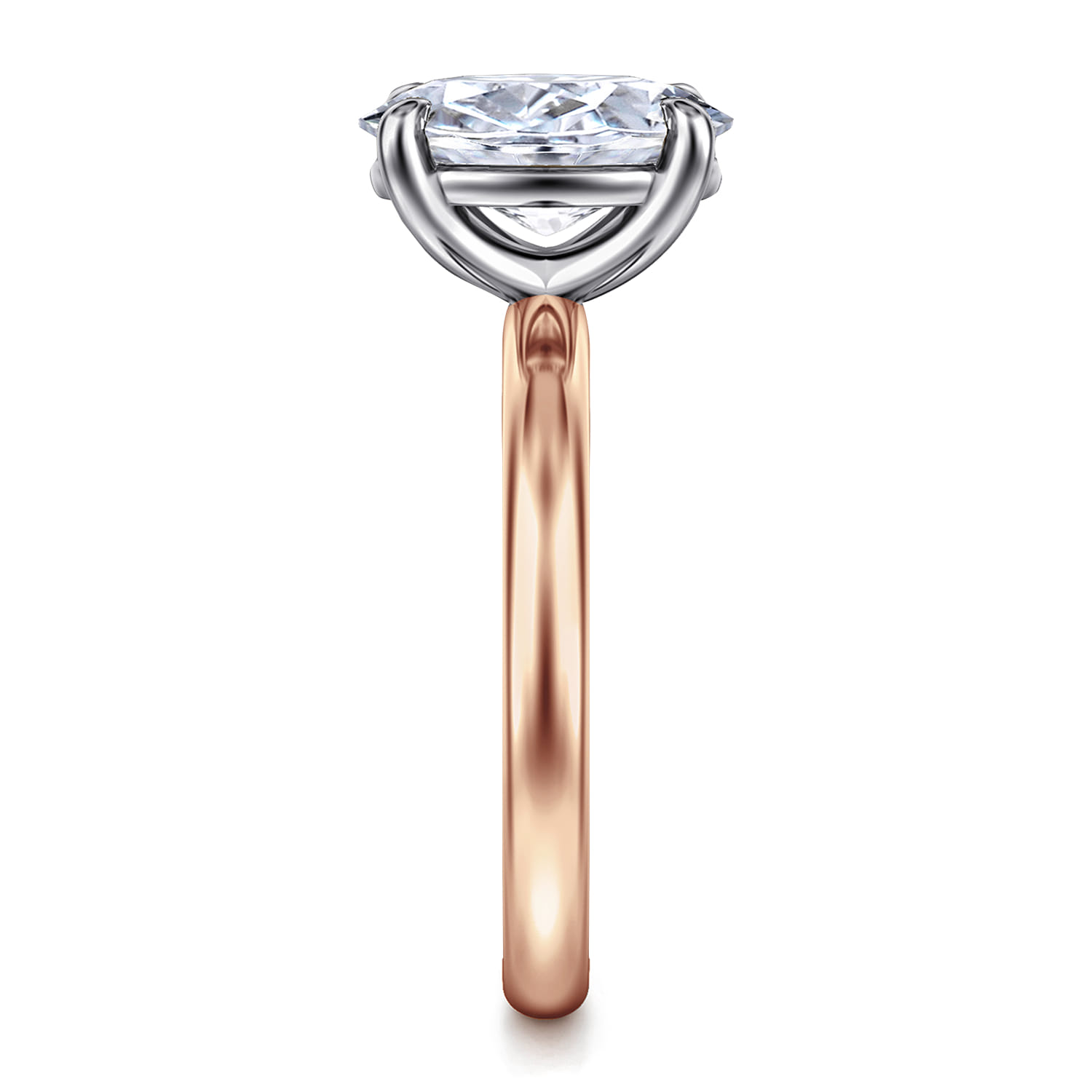 Unite - 14K White-Rose Gold Oval Solitaire Diamond Engagement Ring - Shot 4