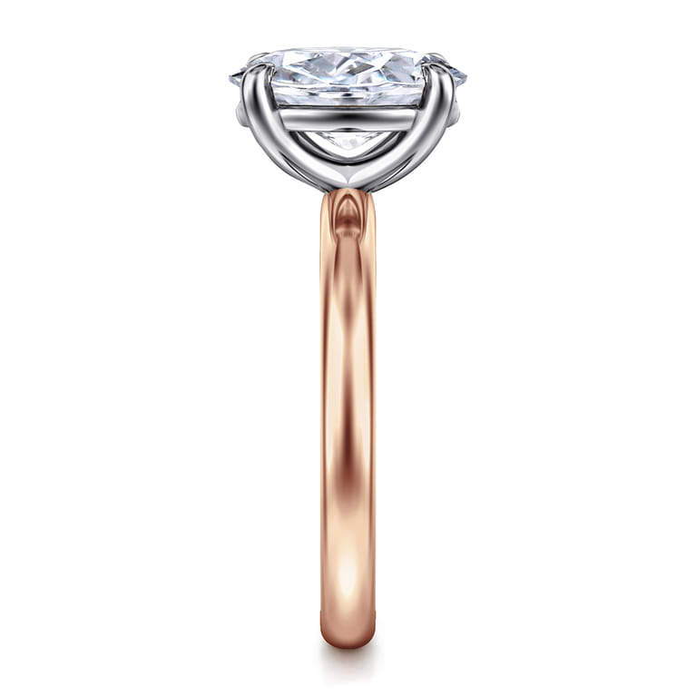 Unite - 14K White-Rose Gold Oval Solitaire Diamond Engagement Ring - Shot 4