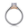 Nelia - 14K White-Rose Gold Oval Lotus Diamond Engagement Ring