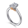 Nelia - 14K White-Rose Gold Oval Lotus Diamond Engagement Ring