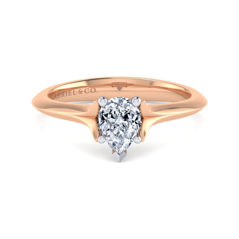 Ellis - 14K White-Rose Gold Pear Shape Diamond Engagement Ring - Shot 1