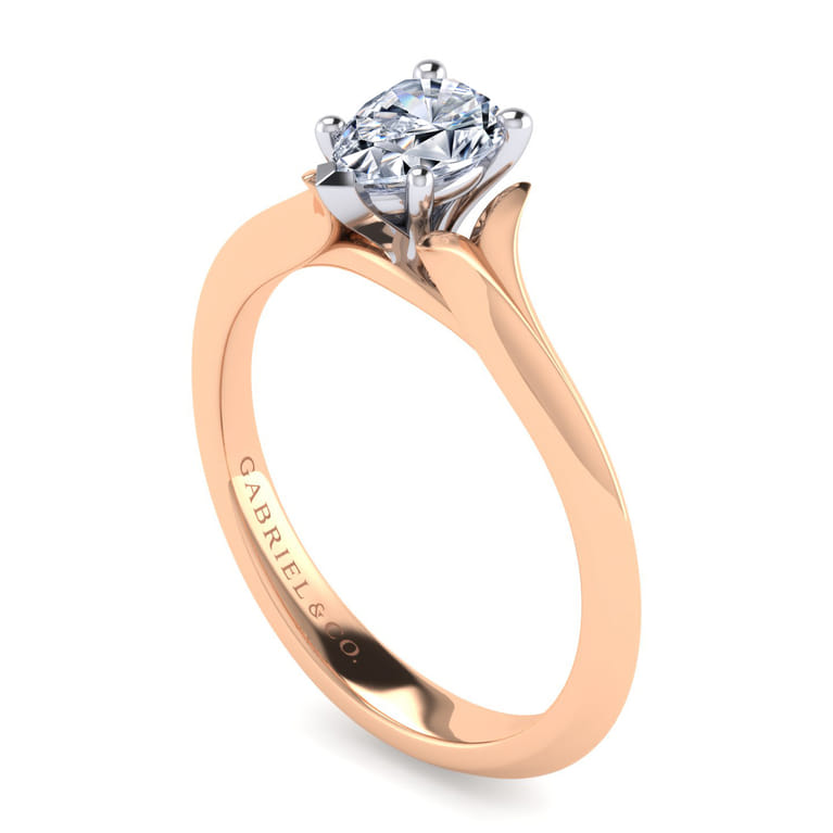 Ellis - 14K White-Rose Gold Pear Shape Diamond Engagement Ring - Shot 3