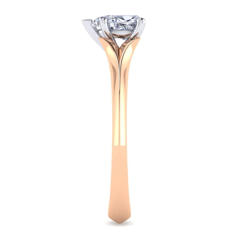 Ellis - 14K White-Rose Gold Pear Shape Diamond Engagement Ring - Shot 5