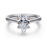 Nelia - 14K White-Rose Gold Pear Shape Lotus Diamond Engagement Ring