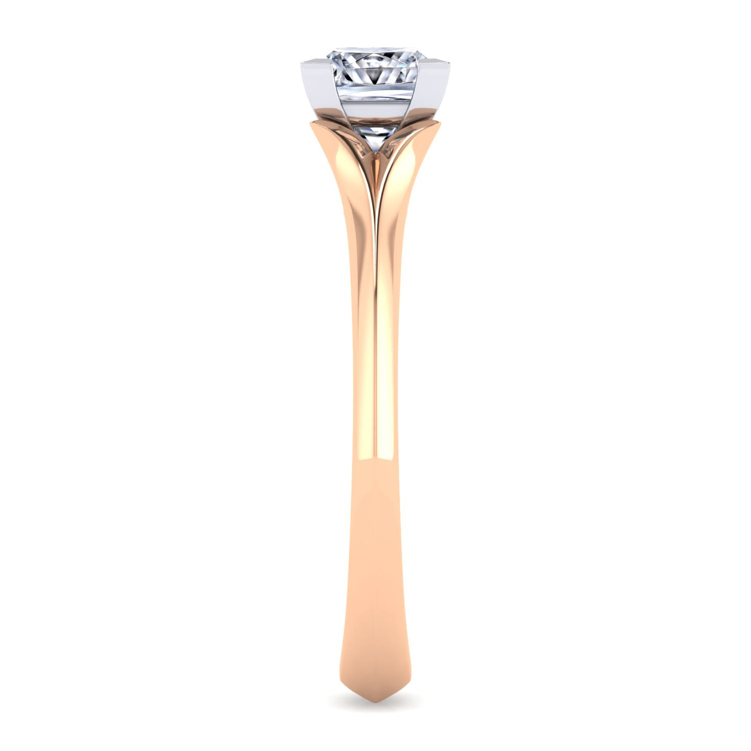 Ellis - 14K White-Rose Gold Princess Cut Diamond Engagement Ring - Shot 5