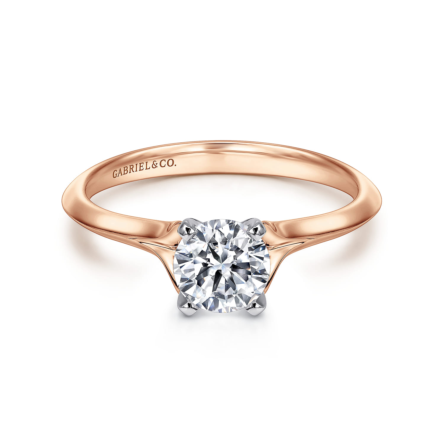Ellis - 14K White-Rose Gold Round Diamond Engagement Ring - Shot 1