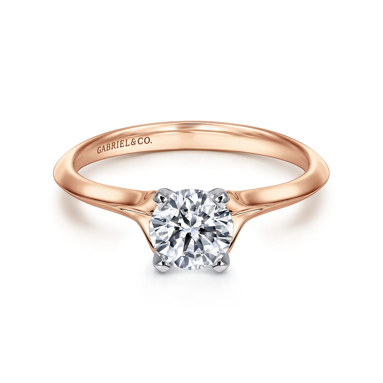 Ellis - 14K White-Rose Gold Round Diamond Engagement Ring - Shot 1
