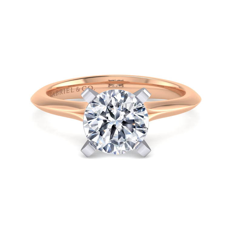 Ellis - 14K White-Rose Gold Round Diamond Engagement Ring - Shot 1