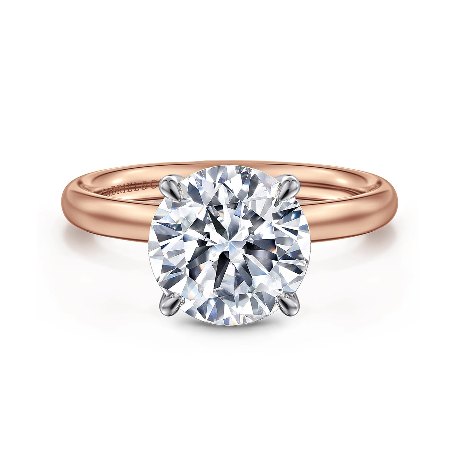 Unite - 14K White-Rose Gold Round Solitaire Diamond Engagement Ring - Shot 1