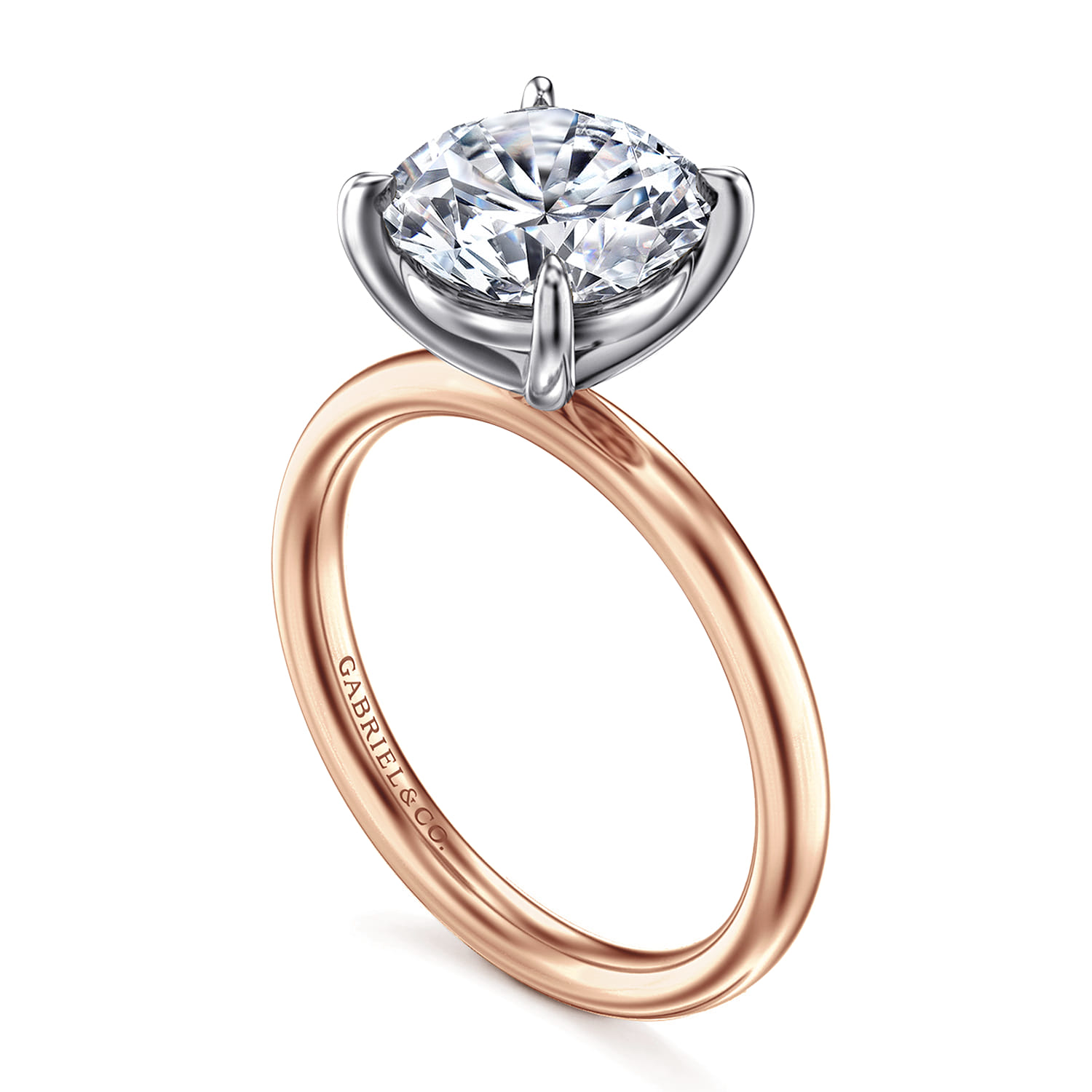 Unite - 14K White-Rose Gold Round Solitaire Diamond Engagement Ring - Shot 3