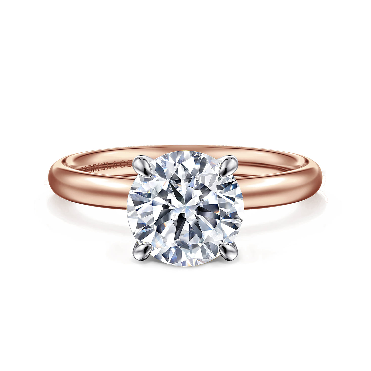 Unite - 14K White-Rose Gold Round Solitaire Diamond Engagement Ring - Shot 1