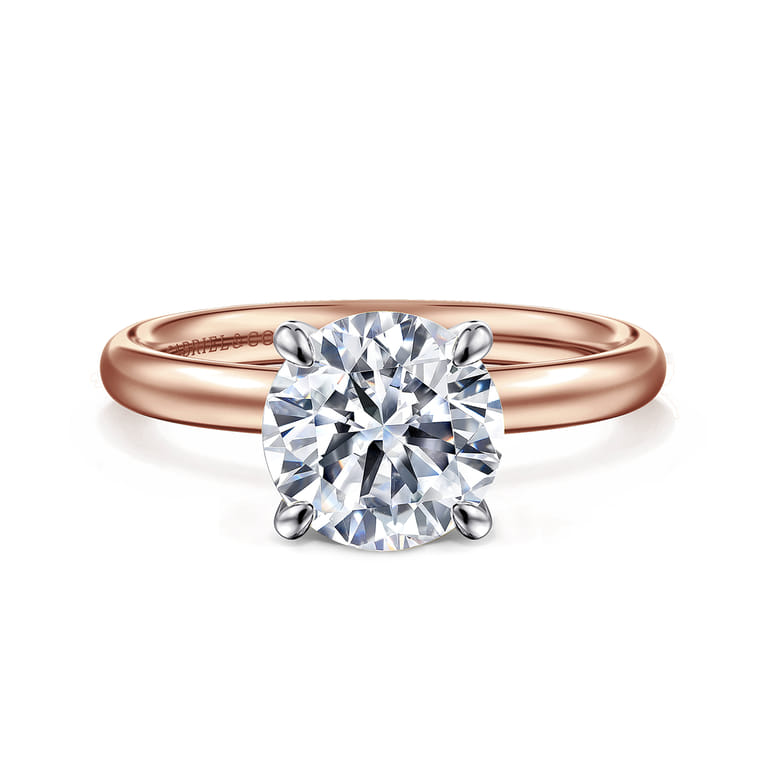Unite - 14K White-Rose Gold Round Solitaire Diamond Engagement Ring - Shot 1