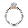 Nelia - 14K White-Rose Gold Round Lotus Diamond Engagement Ring