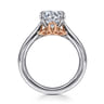 Nelia - 14K White-Rose Gold Round Lotus Diamond Engagement Ring